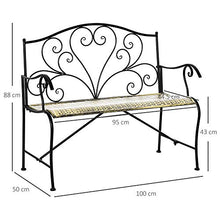 Panchina 2 Posti da Giardino 100x50x88 cm in Ferro Nero e Bronzo