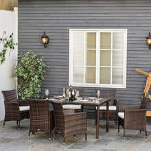 Set Tavolo con 6 Sedie da Giardino in Rattan Marrone