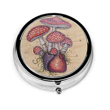 Toadstool Heart Amanita Muscaria - Contenitore rotondo per pillole a 3 scomparti, in metallo, per medicina e vitamina