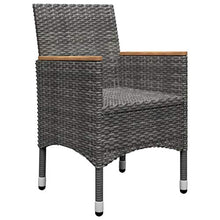 FAMIROSA Set Bistrot Giardino 3 pz Polyrattan e Vetro Temperato Grigio-8385