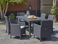 Elegante design combinato con effetti di vite circolare superiore e effetto ardesia, il tavolo esterno può ospitare 6 persone,Grey