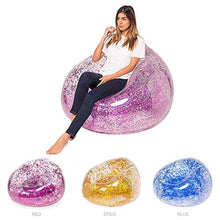 HongTeng Divani Divano Gonfiabile con Paillettes Divano Lazy Couch Camera da Letto Esterna Piscina da Viaggio Cute Shiny Nap Cuscino d'Aria Sedia 98 × 100cm (Color : Pink)