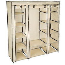 TecTake Armadio Guardaroba Pieghevole Cabina in Tessuto e Asta Appendiabiti | 12 Scomparti | 150 x 175 x 45 cm | -Disponibile in Diversi Colori- (Beige | No. 402527)