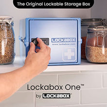 Lockabox One™ | Contenitore con serratura compatto e igienico per alimenti, medicinali e sicurezza della casa (Medi Blue)