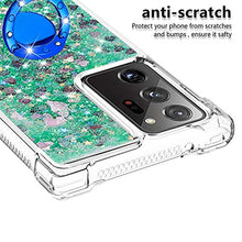Custodia Samsung Galaxy Note 20 Ultra 4G-5G Squillo della Base del Telefono TPU Brillantini Diamond Liquido Telefono Bumper Case（Amore Verde）