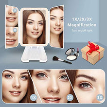 Specchio Home Illuminato 2X / 3X ingrandimento vanità Tri-Pieghevole Trucco con Interruttore sensore Touch