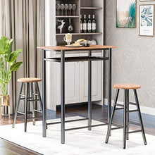 TOPVORK - Set di 3 tavoli da bar e sedie da bar, tavolo da bar e da pranzo, con 2 sgabelli da bar e ripiano integrato