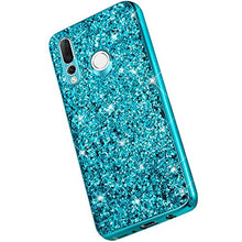 Saceebe Compatibile con Huawei Nova 4 Custodia Silicone TPU Paillettes Glitter Strass Silicone TPU Case PC Coperture [placcatura bordo] Bumper Case Ultra Sottile Antigraffio,blu&