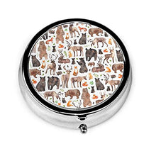 Scatola rotonda per medicina portatile, mini pillole in metallo, dispenser per pillole, borsa da tasca, regalo da viaggio, animali del bosco