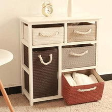 ZhuFengshop Comodino Rattan Storage Locker Comò in Paglia di Grano Comodino Side Table