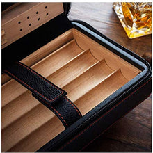 ZYING Nero Portatile Cigar Box umidificatore - Cigar Box da Viaggio in Pelle Humidor con Il Sigaro Cutter e umidificatore