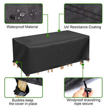YUYO Copritavolo Tavolo da Esterno Impermeabile Copri tavolo e Sedie da Esterno Robusto Copertura Mobili Giardino Rettangolare - 242x182x100CM, Nero