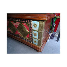 int. d'ailleurs - Cassapanca Lunga Dipinta con Coperchio in Legno di Mango Decorato con Ottone 146 cm - PAL-1020