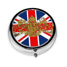 Union Jack Dieu Et Mon Droit - Contenitore rotondo per pillole con 3 scomparti in metallo, per medicinali e vitamine, per viaggi all'aperto