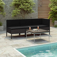 FAMIROSA Set Divani da Giardino 3 pz con Cuscini in Polyrattan Nero-0203