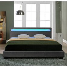 Corium Letto-LED in Tessuto Grigio Scuro di Alta qualitá 140x200cm incl. Telecomando