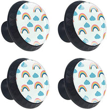 Modello di nuvole blu arcobaleno colorato Pomelli per Porta Set di 4 Pomelli per Mobili Manopole per Cassetti Cucina Armadio Vetro