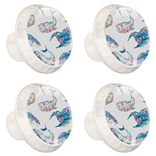 Maniglie per cassetti Manopole per cassetti Manopole rotonde Confezione da 4 per armadietto, cassetti, cassettiere, cassettiere ecc. WatercolBalene E Fiori