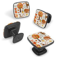 4 PCS Pomelli per Porta,Pomolo per Mobile,Pomelli per Mobili con Viti,Maniglia per Armadietto,Pomelli per Porta,Pomelli per Cassetti per Porta,Armadio,Cassetto e Credenza,Auntum Fox Owl Bear Rabbit