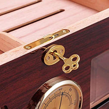 SMEJS Cigar Humidor a Mano in Legno Cigar Box Desktop Humidor con igrometro e umidificatore, Cedar divisore detiene Il 100 sigari