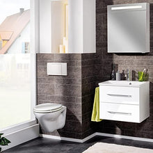 Facchellmann B.Clever - Set di mobili da bagno, 2 pezzi, 60 cm, con mobiletto sottolavello, in marmo pressofuso e armadietto a LED