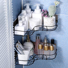 Mensole da bagno Triangolo da toeletta Punch gratuito WC Forniture per WC Mensola da parete angolare da appendere a parete 2 pezzi-Nero