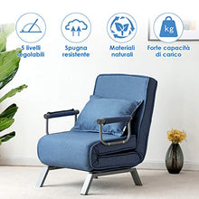 DREAMADE 2 in 1 Divano Letto Multifunzionale Poltrona Letto con Schienale Inclinabile (Blu)