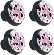 Polka Dots Pattern Rosa Nero Pomelli per Porta Set di 4 Pomelli per Mobili Manopole per Cassetti Cucina Armadio Vetro