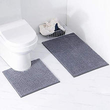 Tappeto Tappetino da bagno Facile da pulire Set da bagno in due pezzi rettangolare a forma di U per la casa per la cucina(Dark gray)