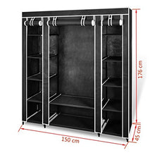 FZYHFA - Armadio guardaroba in tessuto, 45 x 150 x 176 cm, colore: Nero