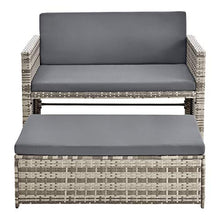 [en.casa] Set di Mobili da Giardino Arredo Esterno in Polyrattan con Cuscini Set Composto di 1 Divano a 2 Posti + 1 Tavolino Basso Multiuso - Beige/Grigio