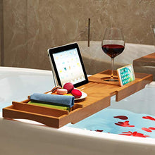 Mensola per Vasca Antiscivolo, Caddy Multifunzione Impermeabile Estensibile con Supporto per Bicchiere da Vino E Supporto per iPad/Vaschetta per Il Riposo del Libro, Adatta per La Maggior Parte dell