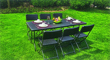 set tavolo pieghevole + 6 sedie pieghevoli da giardino terrazzo in rattan wengè marrone