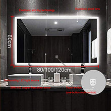 Specchio Rettangolare retroilluminato a Parete Illuminato, Specchio da Bagno Illuminato a LED, Luce Bicolore + antideflagrante + antiappannamento