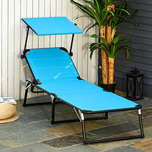 Outsunny Sdraio da Giardino Pieghevole con Tettuccio e Rivestimento in Gommapiuma, Lettino Prendisole con Schienale Regolabile 66x164x84.5cm Blu