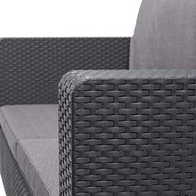 Mediawave Store - Salotto da Giardino in Resina Modello Salta Sofa' con Tavolino per Appoggio, Divano 2 Posti e 2 Poltrone, Salottino da Esterno Ideale per Giardino, Terrazza e Bar (Antracite)