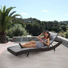 Mendler Lettino Regolabile da Esterno Savannah Acciaio polyrattan 220x70x88cm Marrone con Cuscino Grigio