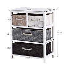 Cassettiera ， Cassettiera in Legno A 3 Ripiani Armadio Rack 4 Cestini Intrecciati in Vimini Organizer in Addit