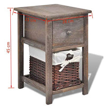 Zora Walter - Comodino in Legno, Stile Shabby Chic, con 1 cassetto e 1 Cestino, Colore: Marrone