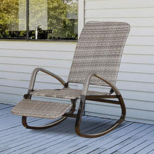 giordano shop Sedia a Dondolo Pieghevole con Braccioli 90x64x108 cm in Metallo e Rattan Grigia