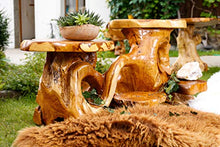Windalf - Panchina per fiori con 4 ripiani SAEROZ 130 cm, realizzata a mano in radice