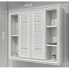 BXSZVOK Armadio per Specchio Intelligente, Armadio da Bagno con Illuminazione e Funzione di sfoggio, 2 Colori (Bianco, Blu),Bianca,80cm