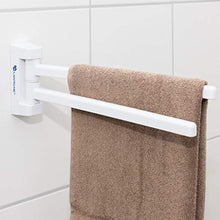 Porta asciugamani con 2 braccia parallele, in plastica, per bagno, colore bianco