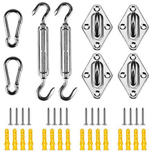 Kindax Kit Montaggio per Vela Parasole da 40 pezzi, Ganci per Tende Sole in Acciaio Inossidabile, Kit Completo per Installazione Le Vele a Quadrate o Triangolari