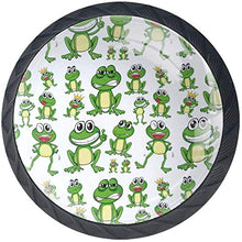 Verde sveglio del modello della rana del fumetto Pomelli per Porta Set di 4 Pomelli per Mobili Manopole per Cassetti Cucina Armadio Vetro