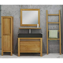 Mobiletto da bagno Manlia in legno di teak con lavabo