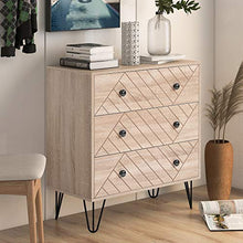 Comodino con 3 cassetti, Comodino per camera da letto, legno, 72x35x75.5cm
