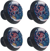 Ricamo Polpo Onde Di Mare Pesci Pomelli per Porta Set di 4 Pomelli per Mobili Manopole per Cassetti Cucina Armadio Vetro