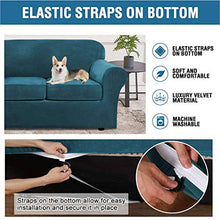 JHLD Velluto Copridivano 4 Pezzo Elasticizzato Fodera per Divano Morbido Sofa Cover Divano Protector Slipcovers Lavabile in Lavatrice per 3 Divano Cuscino-Blu B-3-posti