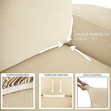 Eiffel Textile Funda Sofa Elastica Protector Adaptable Rústica Fodera per Divano, 94% Poliestere, 6% Elastan, Avorio, 3 Posti - Arredi Casa